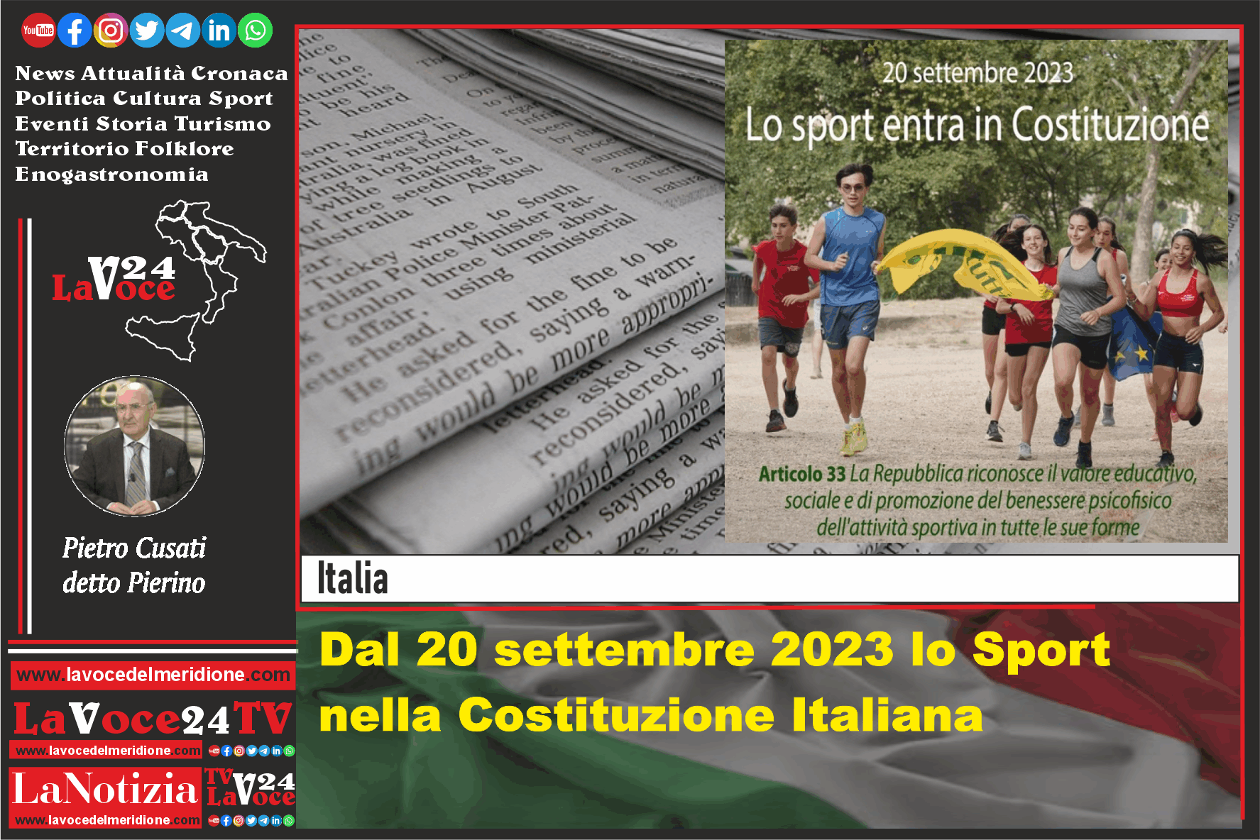 Dal 20 Settembre 2023 Lo Sport Nella Costituzione Italiana