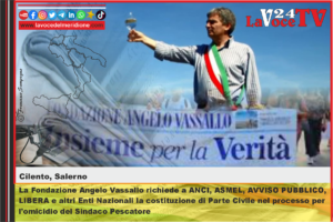 La Fondazione Angelo Vassallo richiede a ANCI, ASMEL, AVVISO PUBBLICO, LIBERA e altri Enti Nazionali la costituzione di Parte Civile nel processo per l’omicidio del Sindaco Pescatore