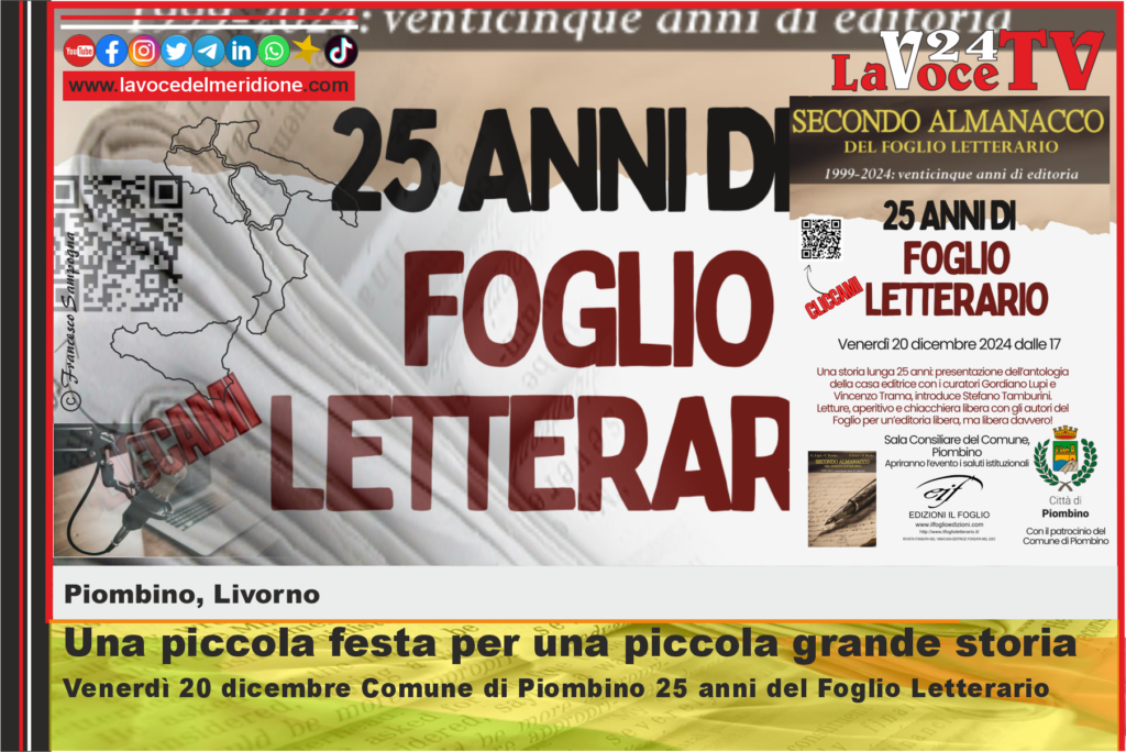 Una piccola festa per una piccola grande storia Venerdì 20 dicembre Piombino 25 anni del Foglio Letterario