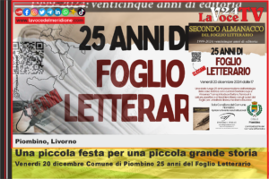 Una piccola festa per una piccola grande storia Venerdì 20 dicembre Piombino 25 anni del Foglio Letterario