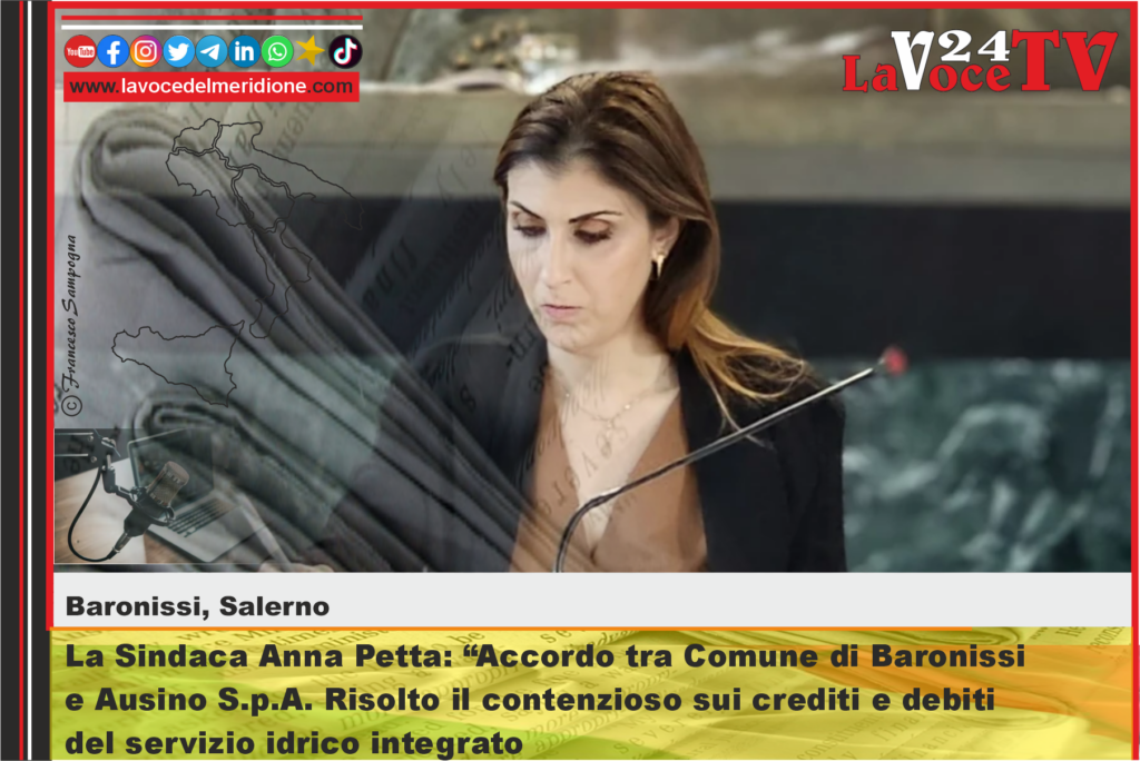 Comune di Baronissi, la Sindaca Anna Petta Accordo tra Comune di Baronissi e Ausino S.p.A. Risolto il contenzioso sui crediti e debiti del servizio idrico integrato